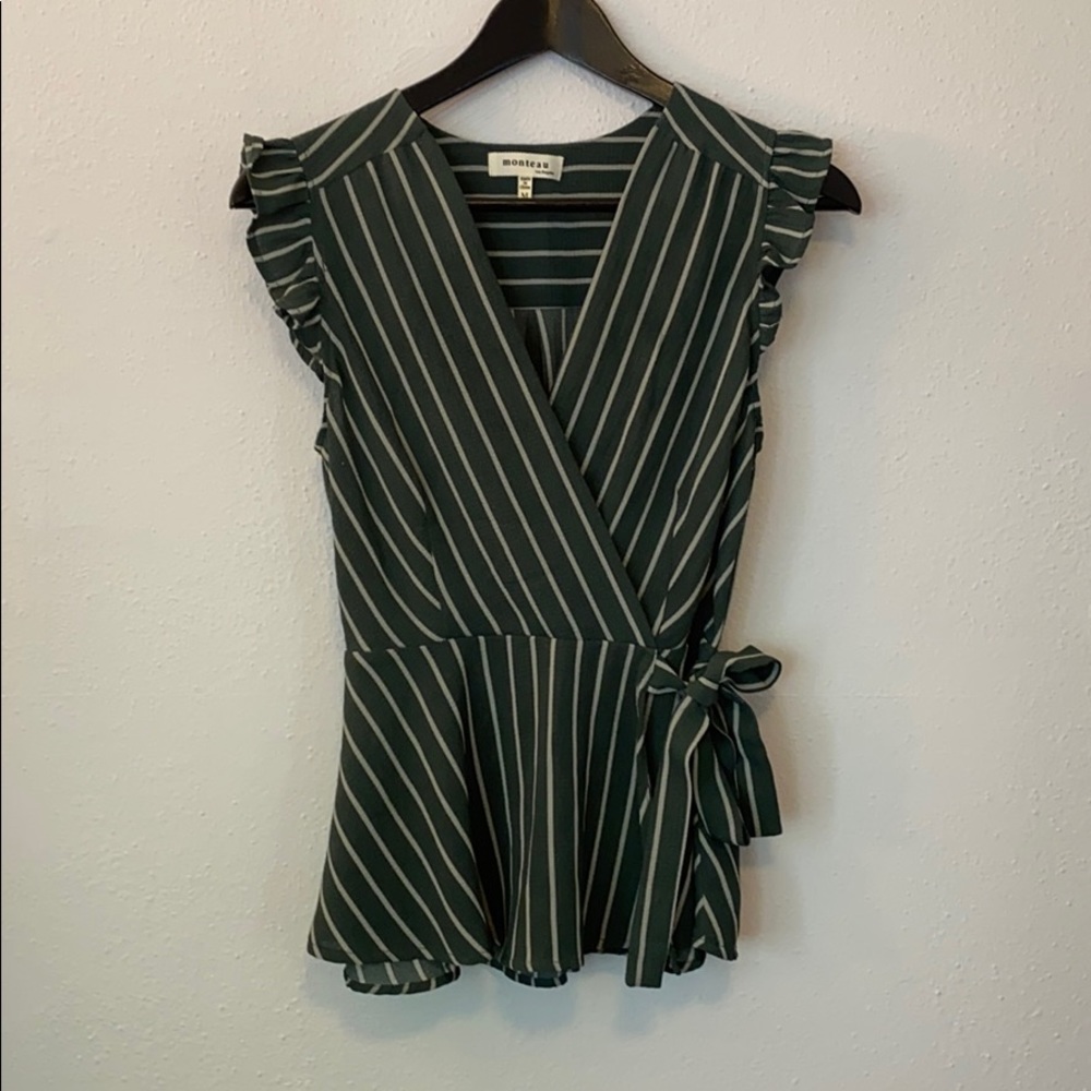 Monteau Peplum Green Tank Top